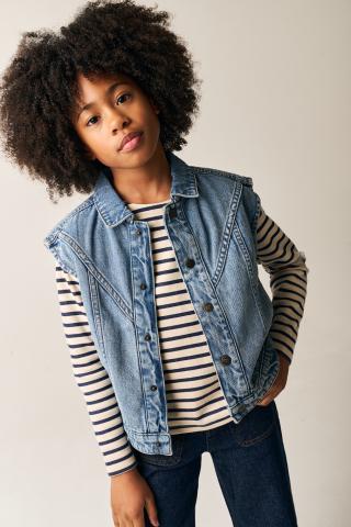Vichy Denim Gilet -Tumble 'N Dry